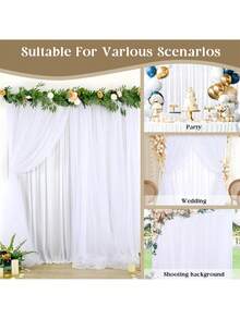 1 tấm vải rèm voan mỏng nền trắng, chất liệu chiffon mềm mại có lưới, thích hợp cho lễ cưới, tiệc tùng, trang trí sân khấu, sinh nhật, tiệc chia tay cuộc sống độc thân, phông nền chụp ảnh - trắng - Xem 5