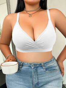 1pc Plus Size Wireless Non-Padded Bra - White - View 3