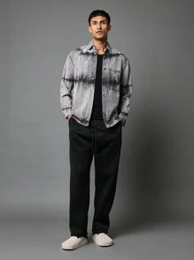 SUMWON Áo sơ mi denim nhuộm loang giặt vừa vặn - Xám - Xem 6