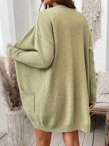 SHEIN LUNE 1 chiếc áo cardigan dài tay thường ngày cho nữ - màu xanh lá - Xem 2