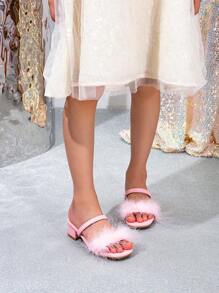 1 Pair Fashion Elegant Luxury Girl High Heel Slides - Pink - View 4