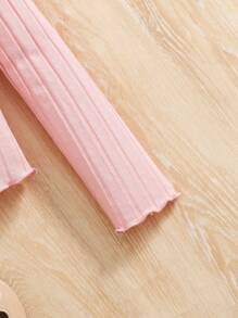 SHEIN Bộ 3 chiếc áo thun cổ tròn tay dài bo gấu cho bé gái tuổi mới lớn, cổ lọ, thích hợp cho ngày lễ, đêm giao thừa, lễ tạ ơn, giáng sinh - Nhiều màu - Xem 5