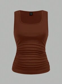 SHEIN LUNE 3pcs/Set Casual Solid Color Slim Fit Camisole Tank Top For Women, Suitable For Autumn And Summer