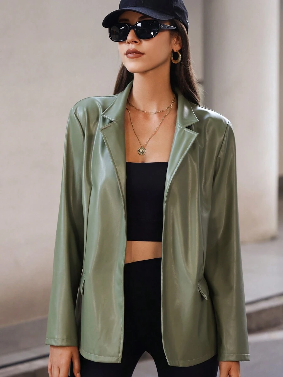 SHEIN Unity 女式苹果绿色休闲常规夹克