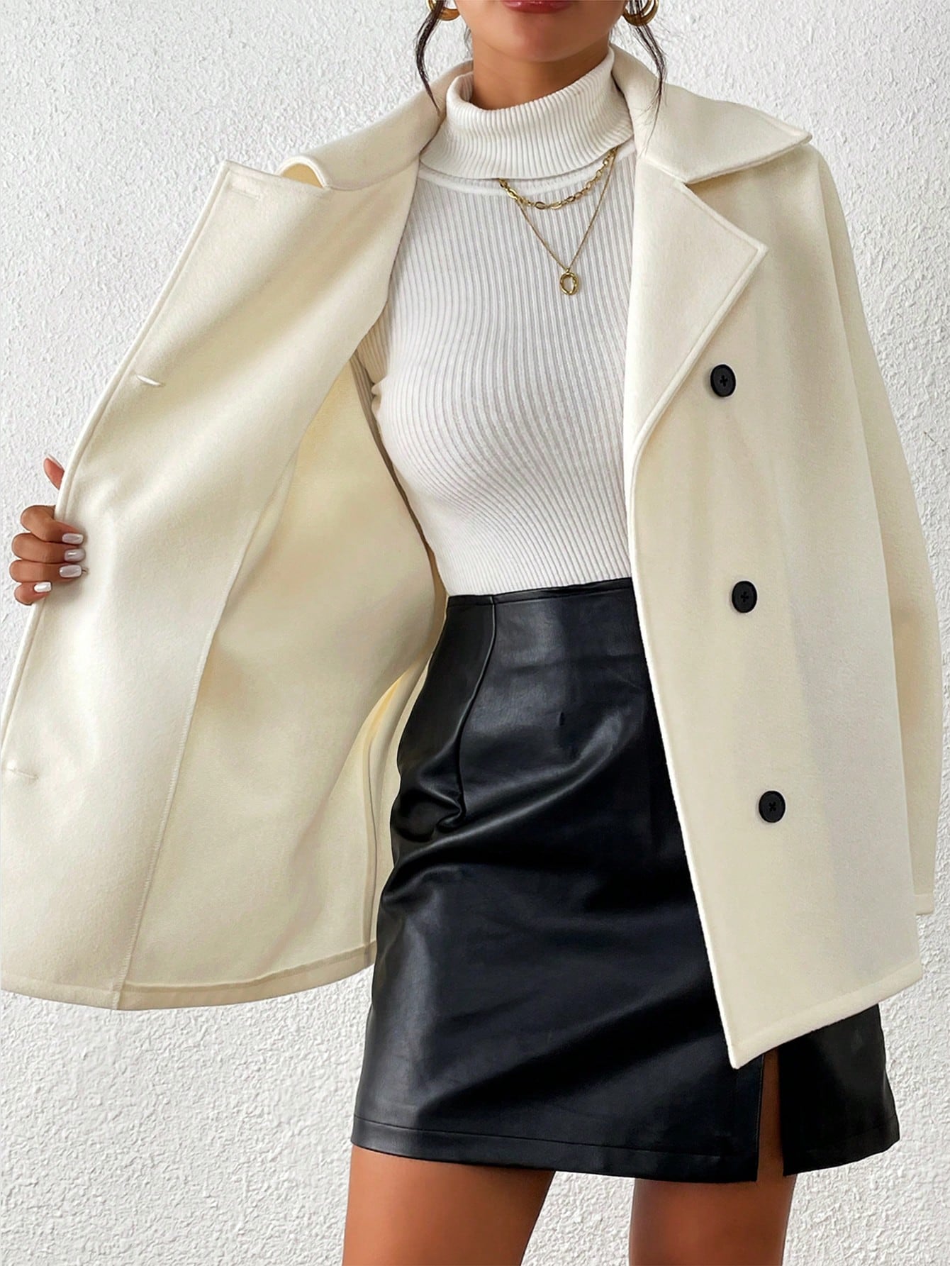 Chiquease معطف كاجوال بسيط للنساء بازرار أمامية وأ...