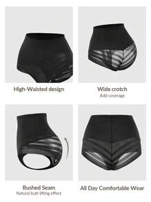 SHEIN Shape Ropa interior moldeadora de cintura media, moldeador corporal con levantador de glúteos y control de abdomen y cintura
