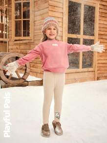 SHEIN 女童两件套星月刺绣纹理打底裤，时尚简约休闲套装，适合秋冬季穿着 - 彩色 - 查看 30