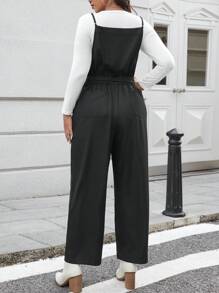 SHEIN LUNE Plus Size Women Button Design Loose Jumpsuit, Casual And Versatile, Autumn Winter Clothes For Office WearNew Vears Women Outfit Holiday Outfit