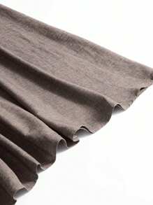 Mulvari Plus Size Casual Solid Color Ruffle Hem Front Zipper Jacket, Autumn - Grey - View 23