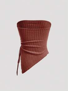 SHEIN MOD Top sin tirantes de color liso con nudo casual simple para mujer