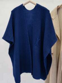 SHEIN LUNE Women Casual Bat Wing Sleeve Thin Lightweight Cardigan, Autumn - Royal Blue - View 6