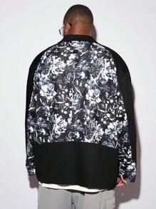 Manfinity VCAY Plus Size Men's Loose Floral Print Woven Blazer Jacket