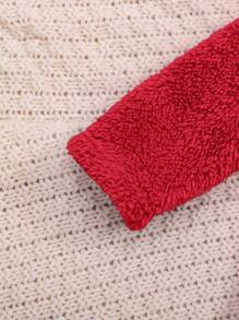 SHEIN Babygirl 休闲粉色蓬松衬里连帽连衣裙 - 紅色 - 查看 3