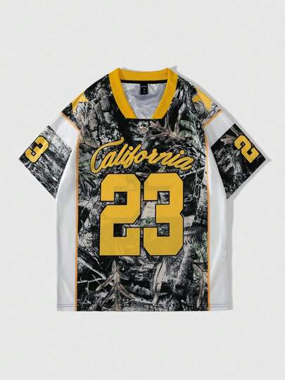 Street Life Men's Short Sleeve Ice Hockey Jersey Tee, Summer Sports Football Jersey Style T-Shirt