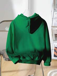 SHEIN Leap Crew Tween Boys Casual Cartoon Bear Print Thick Long Sleeve Sweatshirt, Suitable For Autumn/Winter - Green - View 2