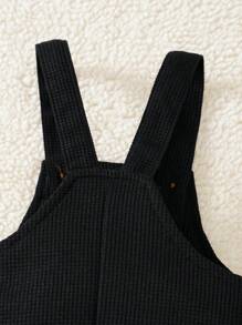 Bộ đồ liền thân vải tổ ong dễ thương cho bé trai mùa xuân và mùa thu - màu đen - Xem 7