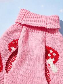 PETSIN 1pc Cute Pink Mushroom Design Pet Dog Sweater, Warm And Cozy - Multicolor - View 4