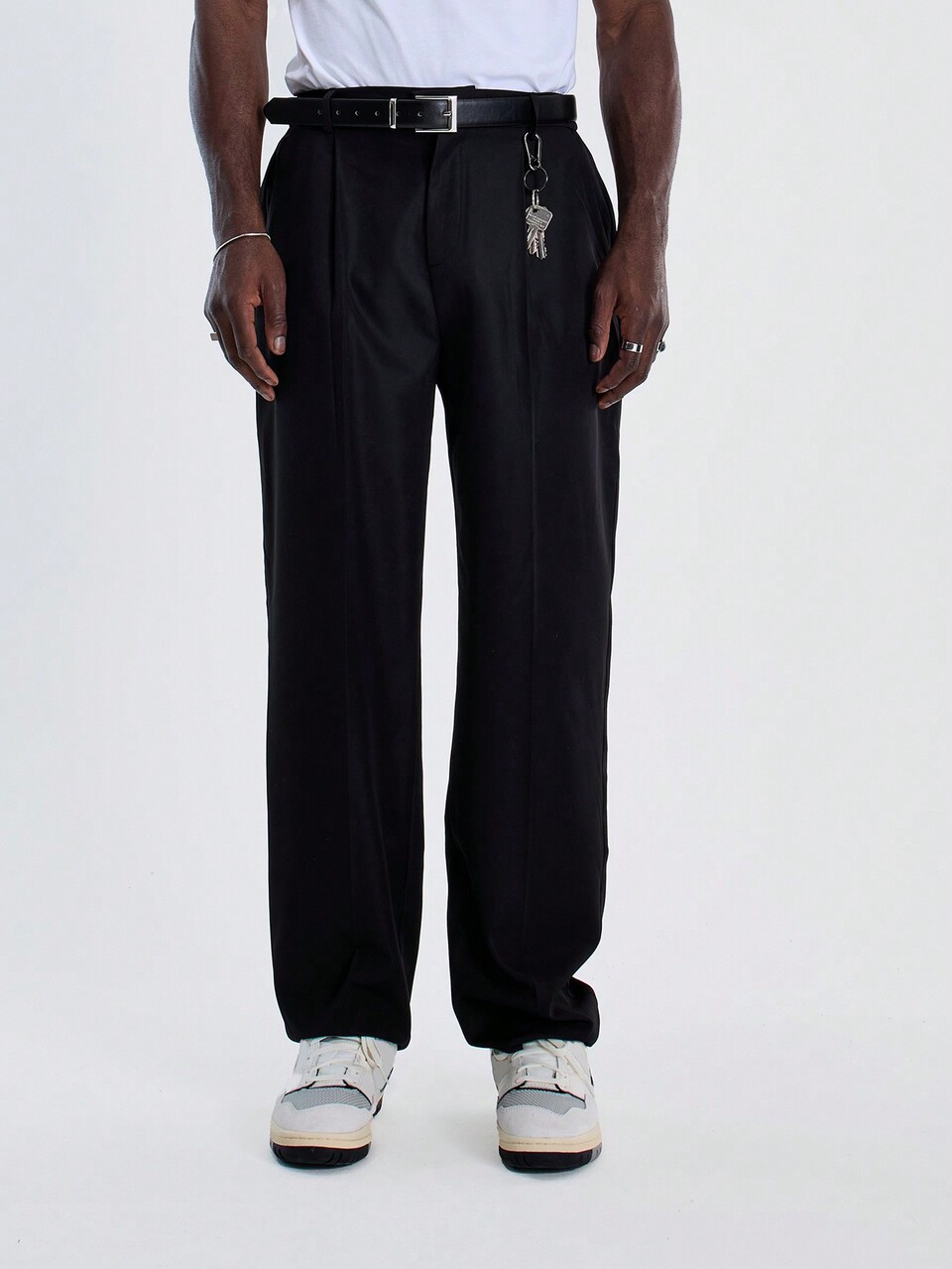 Men Tailored Woven Fold Pleated Trousers