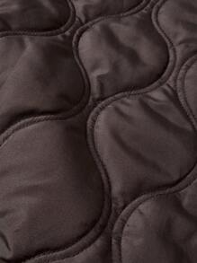 Manfinity Homme Men's Raglan Sleeve Contrast Color Quilted Padded Coat, Autumn/Winter - Coffee Brown - View 8