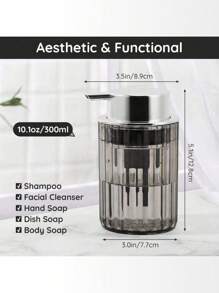 1 件装洁面乳起泡器和洗手液按压瓶 - 发泡沐浴露和洗发水的神器！这款特殊的轻奢分装瓶可产生丰富的泡沫。非常适合洁面乳、洗手液等。这款时尚实用的必备品可提升您的日常清洁程序 - 銀色 - 查看 4