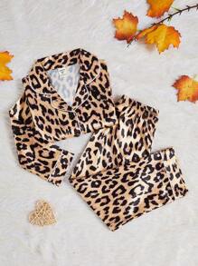 2pcs Young Girl Fashion Leopard Print Long Sleeve Cardigan & Pants Set, Casual Loungewear - Multicolor - View 3