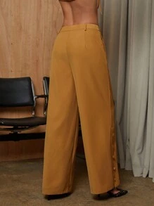 COSMINA Women's Solid Color Wide Leg Loose Casual Trousers For Commuting - Coral Orange - View 2
