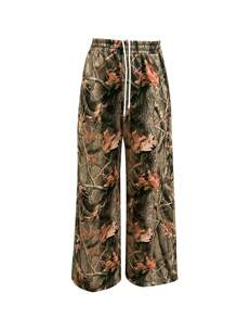 INAWLY Women's Branch Print Drawstring Waist Loose Casual Sweatpants Fall Cloth For Women - Multicolor - View 4