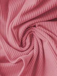 SHEIN Clasi Váy dài đến đầu gối dáng chữ A bằng vải nhung kẻ đơn giản, giản dị dành cho nữ có nút phía trước - Hồng - Xem 6