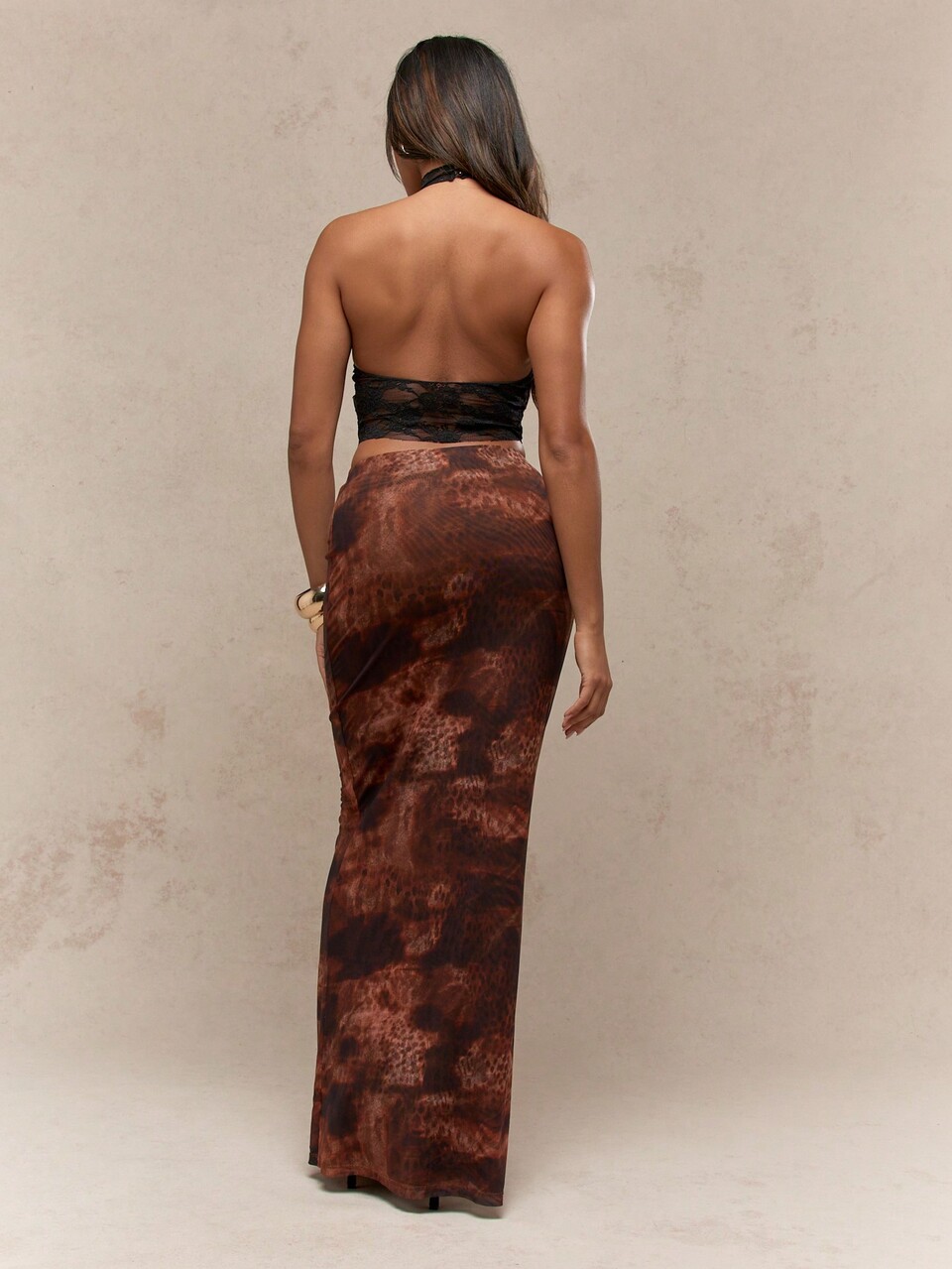 MISSGUIDED Tie Dye Mesh Maxi Skirt With Bodycon Fit