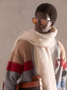 AKNOTIC Business Casual Locker gestrickter, lässiger Rundhals-Cardigan für Herren mit Farbblock-Streifen in Grau und langen Ärmeln, geeignet für Herbst/Winter, Neujahr, Weihnachten, Party, grober Cardigan, als Geschenk für Ehemann, Freund, Drop-Shoulder - Grau - Übersicht 10