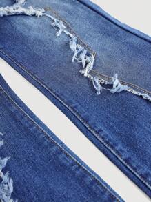 SHEIN Tween Girls Winter Y2K Streetwear Frayed Denim Flare Leg Jeans