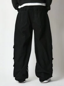 SUMWON Loose Fit Stripe Multi Pocket Cargo Jean