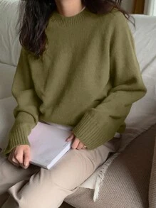 DAZY Women's Casual Everyday Solid Color Warm Regular Knit Sweater, Autumn/Winter