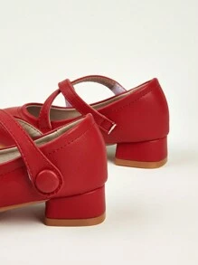 1 双女童中跟圆头可爱时尚百搭圣诞/新年鞋，适合春、夏、秋季 - 紅色 - 查看 4