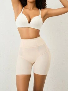 Women Solid Color High Waist Minimalist Shapewear Bottom - Apricot - View 6