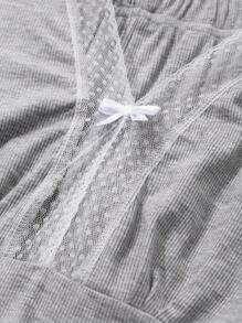 DAZY 1 Set de Ropa de Dormir de Punto Suave con Borde de Encaje