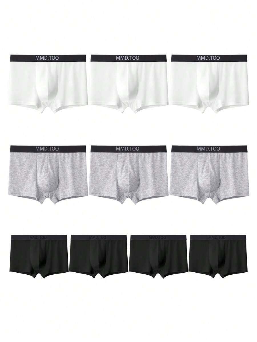 10 条装 男士基本款纯色平角内裤 - 彩色 - 查看 1