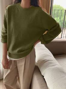 DAZY Women's Casual Everyday Solid Color Warm Regular Knit Sweater, Autumn/Winter