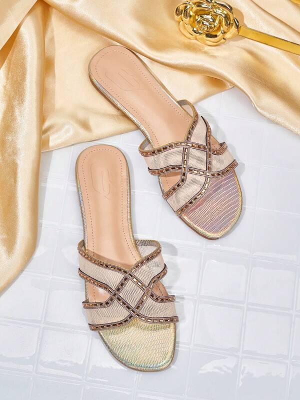 CUCCOO TILAWA Women's Color Block Cross Straps New Summer Casual & Fashionable Non-Slip Flat Sandals Fall