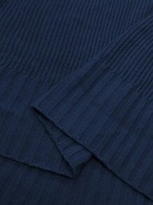 SHEIN LUNE Plus Size Jednokolorowy swobodny sweter-kamizelka, jesień/zima - Brudny niebieski - Zobacz 3
