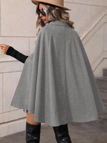 SHEIN Clasi Women Minimalist Front Button Casual Jacket, For Everyday Wear - Grey - View 2