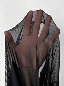 Allurite فستان نسائي ماكسي طويل ذو قماش شبكي غير متماثل الياقة أنيق وأنثوي للأحجام الكبيرة في فصل الخريف