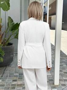 SHEIN LUNE 女士时尚白色正装西装，适合秋季上班通勤 - 白色 - 查看 2