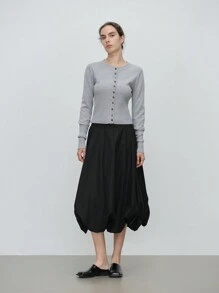 Aalyst 1 件纯色纽扣前袖口贴身袖口指环开衫