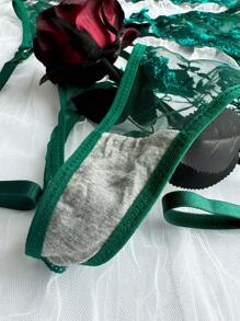 5pcs Women Floral Embroidered Mesh Lingerie Set, Sexy Underwear Set For Going Out