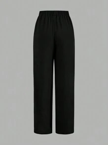 SHEIN LUNE Conjunto de 3 piezas de mujer a cuadros blancos y negros, que incluye camisa, traje y pantalones de pierna ancha, estilizador, nueva colección otoño 2024