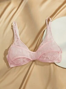 Charlaine Lace Underwire Floral Romantic French Style Women Lingerie Bra - Apricot - View 9