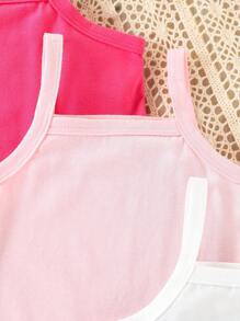 SHEIN 5 pièces/Set Hauts à bretelles simples et confortables pour bébés filles, printemps/été