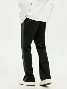 Manfinity RebelGame Men's Casual Letter Print Lacing Front Straight Leg Pants, Everyday Wear