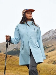 In My Nature 女士休闲户外拉链连帽夹克 - 淺藍色 - 查看 11